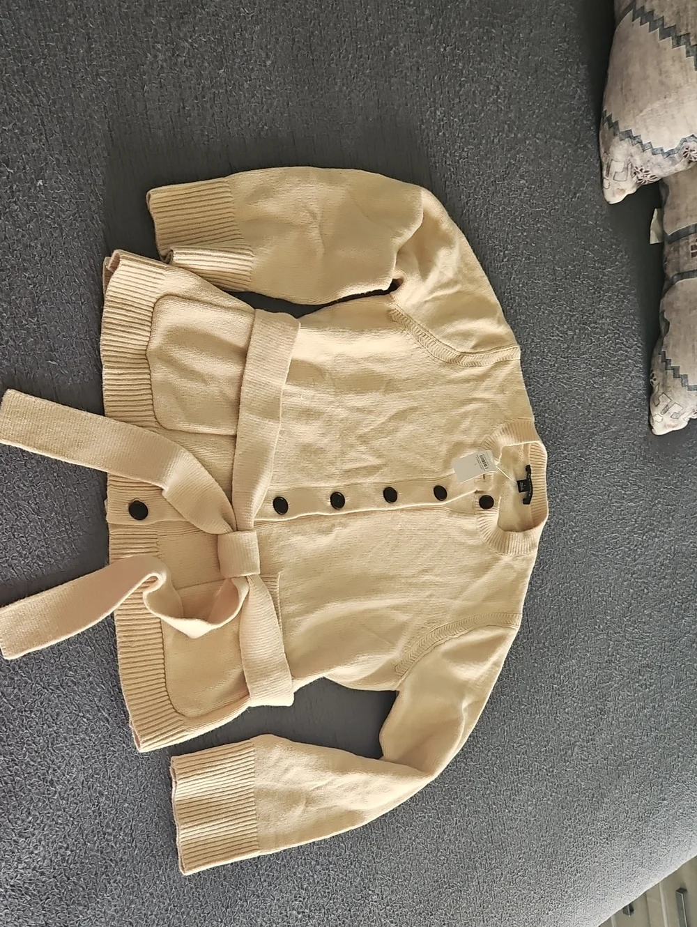 Ann Taylor Cream Button-Front Knit Cardigan